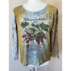 Vtg Susan Lawrence Womens Long Sleeve Crew Neck T-Shirt M Romantic Whimsigoth